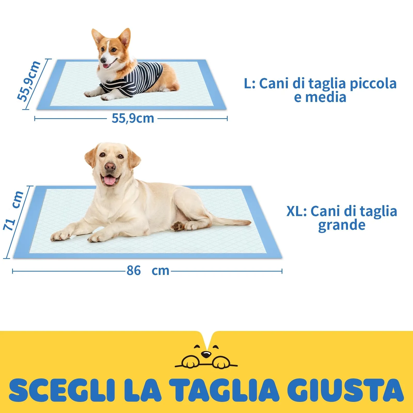 Confezione da 100 traversine cani - Tappetini cane 86 x 71 cm, tappetini igienici per cani usa e getta a 6 strati, tappetino cane pipi super assorbente e ad asciugatura rapida - immagine 2