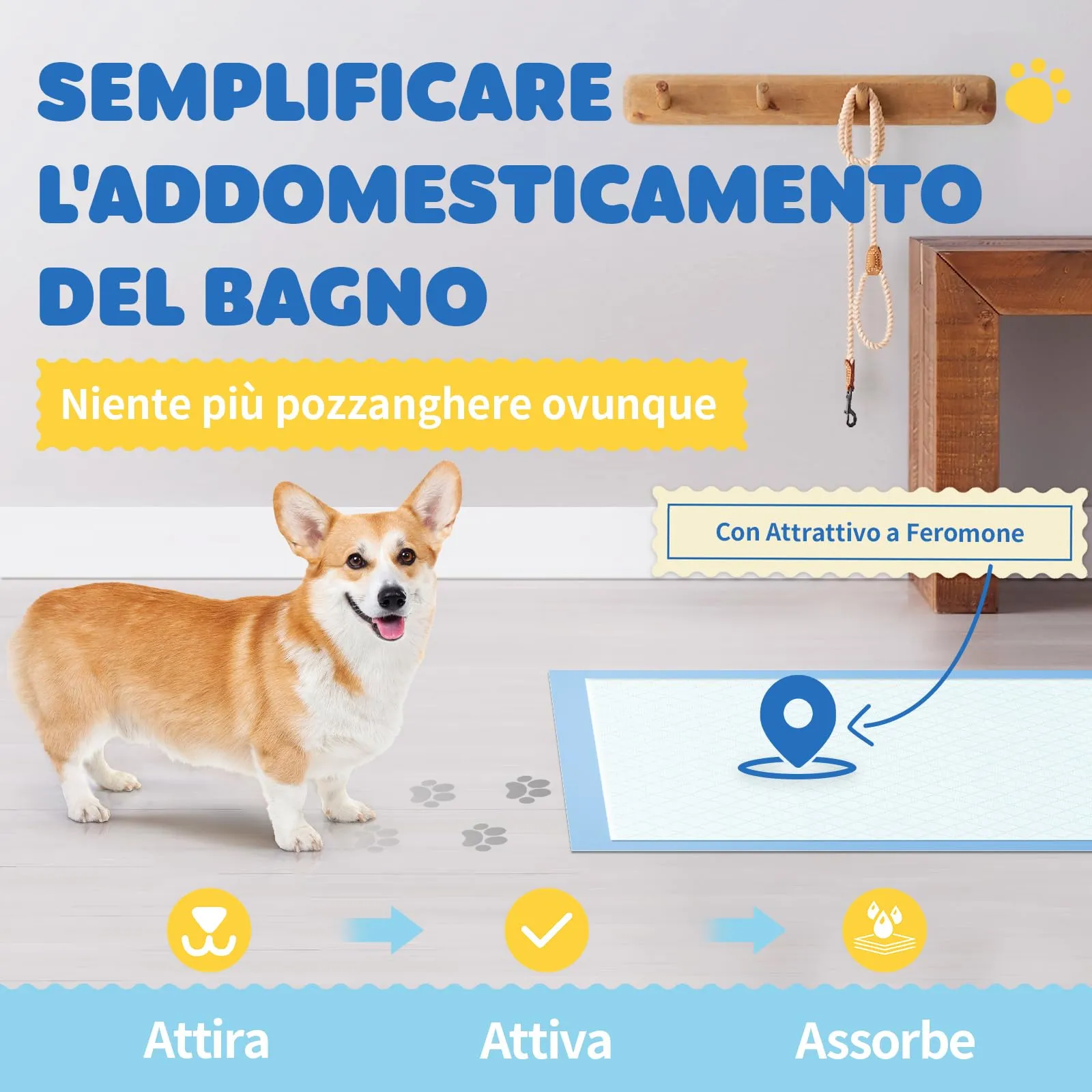 Confezione da 100 traversine cani - Tappetini cane 86 x 71 cm, tappetini igienici per cani usa e getta a 6 strati, tappetino cane pipi super assorbente e ad asciugatura rapida - immagine 3