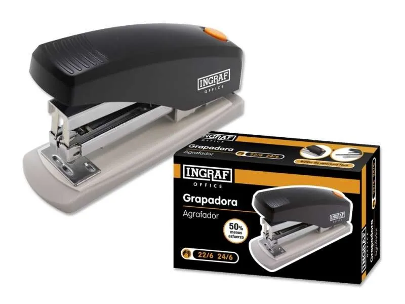 Ingraf Pro Stapler - Elevata capacità di cucitura - Design ergonomico - Durata garantita - Ideale per ufficio e casa - Nero - immagine 1