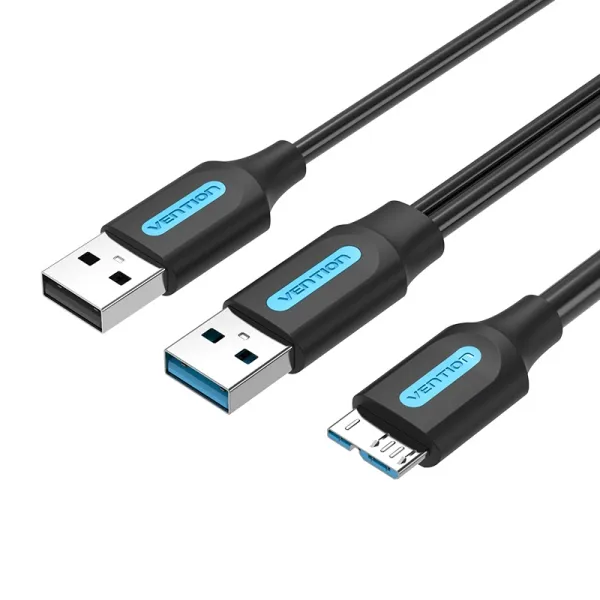 Vention Cable USB 3.0 A-Micro-B Alta Velocidad 5Gbps - Conductor de Cobre Esmaltado - Fuente de Alimentacion 3A - Color Negro - immagine 1