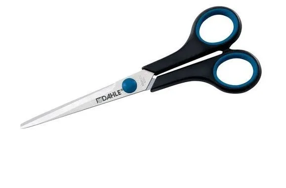 Dahle 54407 Forbici da ufficio in acciaio temprato con impugnatura comoda 18 cm lame affilate manici rivestiti in gomma - immagine 1