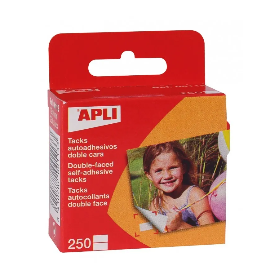 Apli Confezione da 250 Puntine Autoadesive 12 x 16 mm - Biadesivo - immagine 1