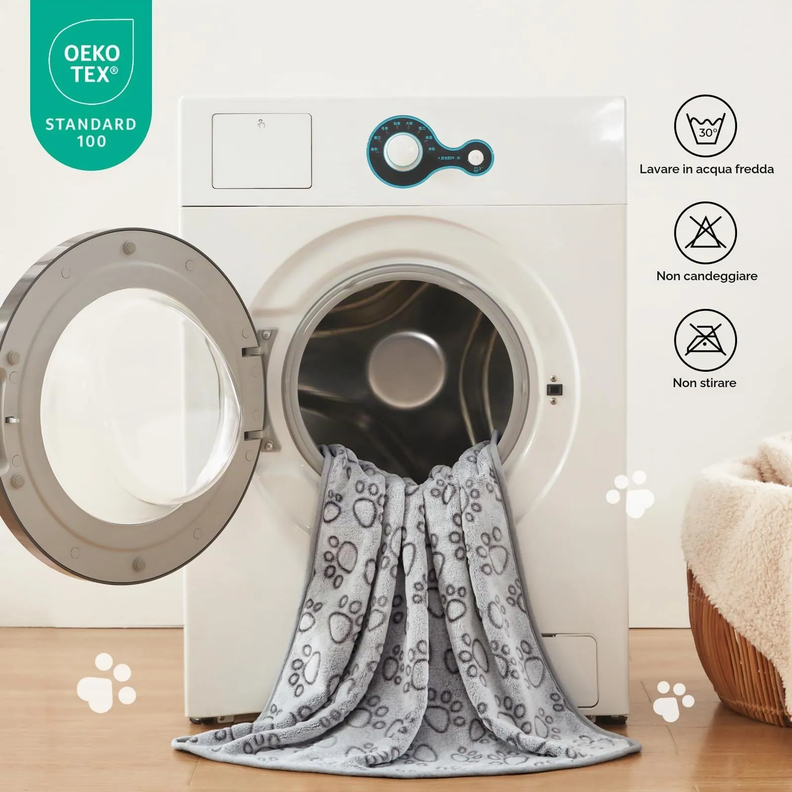 luciphia 3 Pezzi Coperta per Cane/Gatto Lavabile Soffice Durevole, Morbida e Calda Flanella,Amore Zampa,Medium (76 * 52cm) - immagine 4