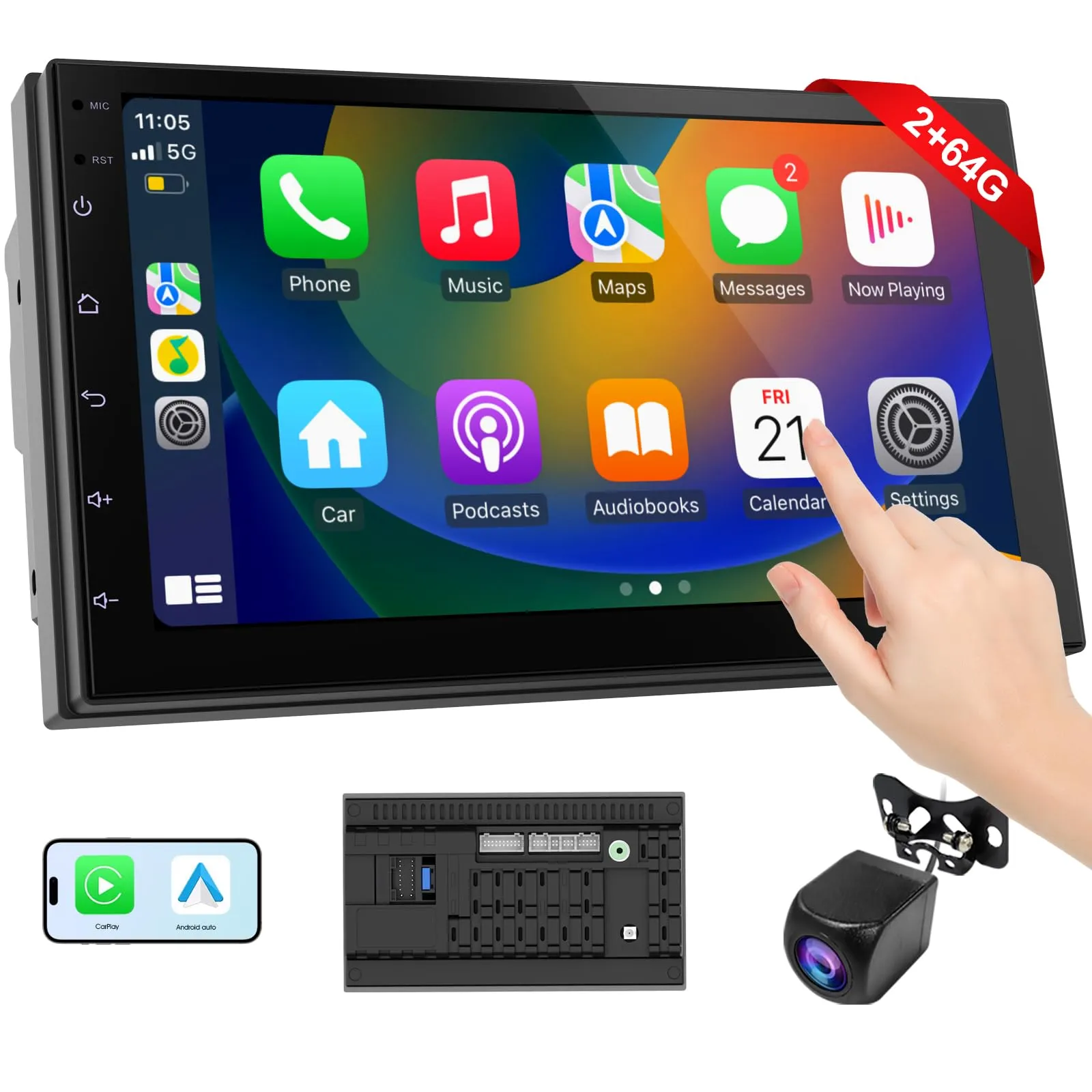Haudio 7 pollici Autoradio 2 DIN,CarPlay wireless & Android Auto - immagine 2