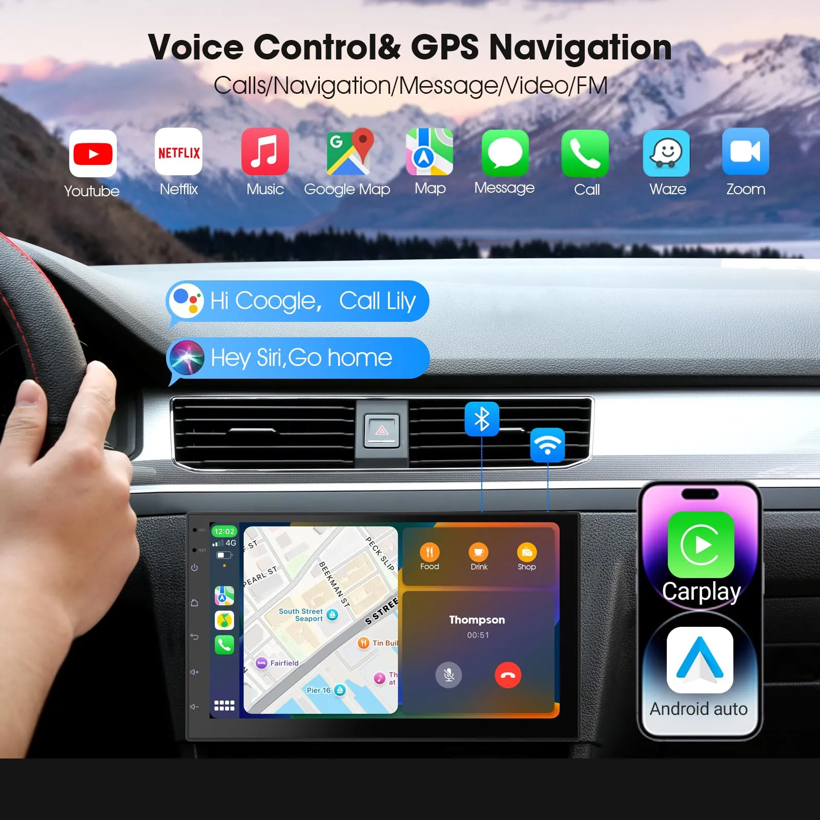 Haudio 7 pollici Autoradio 2 DIN,CarPlay wireless & Android Auto - immagine 3