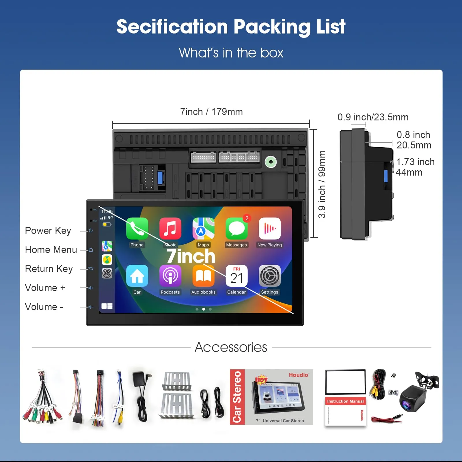 Haudio 7 pollici Autoradio 2 DIN,CarPlay wireless & Android Auto - immagine 8