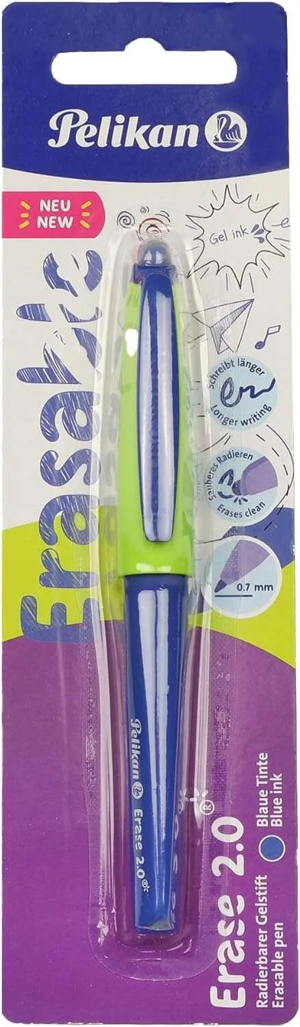 Penna a sfera Pelikan Roller Erase 2.0 - Impugnatura ergonomica anti-fatica - Inchiostro a lunga durata - Corpo dello stesso colore di scrittura - Colore blu - immagine 1