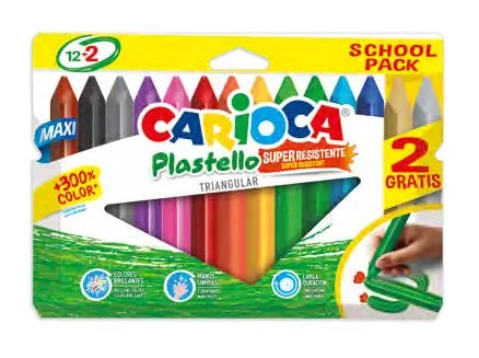 Carioca Plastello Maxi Pack da 12+2 contenitori triangolari in plastilina - Lucidi e lavabili - Colori assortiti - immagine 1