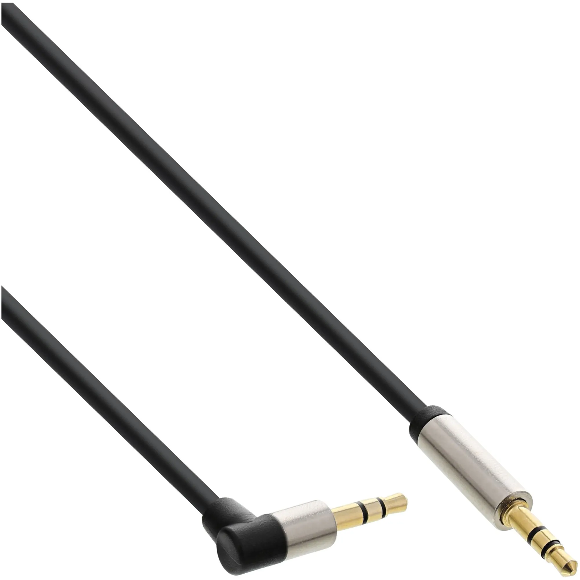 InLine Cavo audio Slim da spina Jack 35mm a spina Jack 35mm angolato Stereo dorato nero 05m - immagine 1