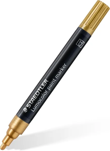 Staedtler Lumocolor 349 Pennarello acrilico permanente - Larghezza tratto circa 24 mm - Inchiostro a base d'acqua - Oro - immagine 1