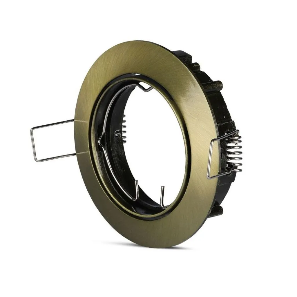V-TAC Portafaretto LED da Incasso Rotondo GU10 e GU5.3 (MR16) Colore Oro Satinato Orientabile - immagine 1
