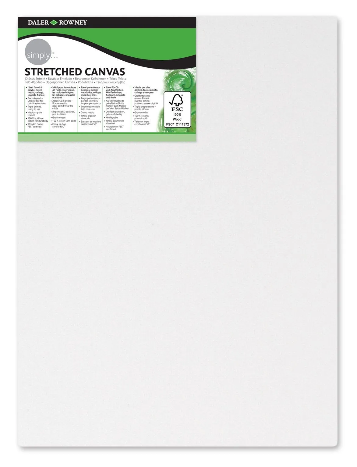 Daler Rowney Simply Scrim Stretch 18x24 cm - Triple Primer - Grana media - 100% cotone privo di acidi - 250 g - immagine 1