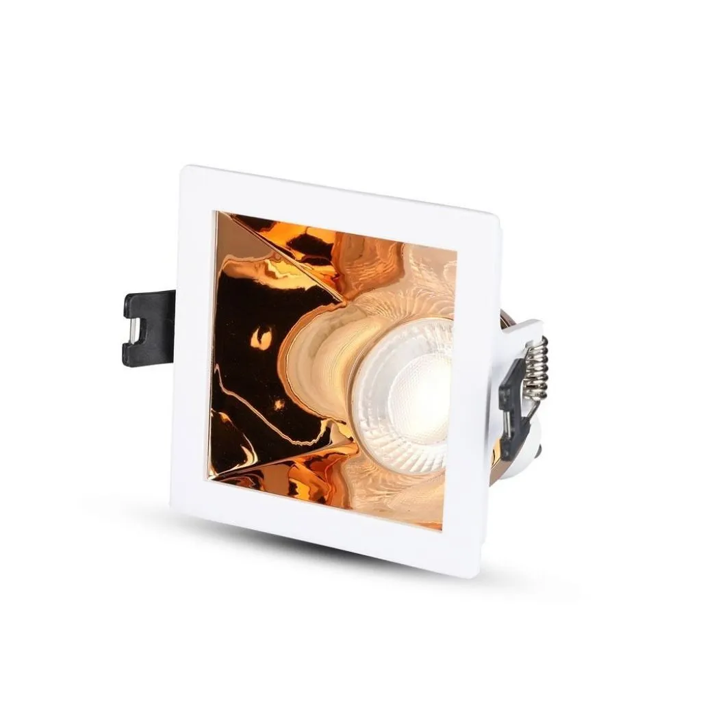 V-TAC Portafaretto LED da Incasso GU10 Quadrato Colore Bianco con Supporto Inclinato Oro Rosa - immagine 1