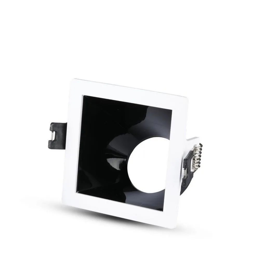 V-TAC Portafaretto LED da Incasso GU10 Quadrato Colore Bianco con Supporto Inclinato Nero - immagine 1