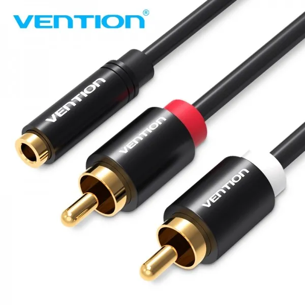 Cavo stereo Vention Jack 3.5 femmina a 2x RCA maschio - 1 m - Nero - immagine 1