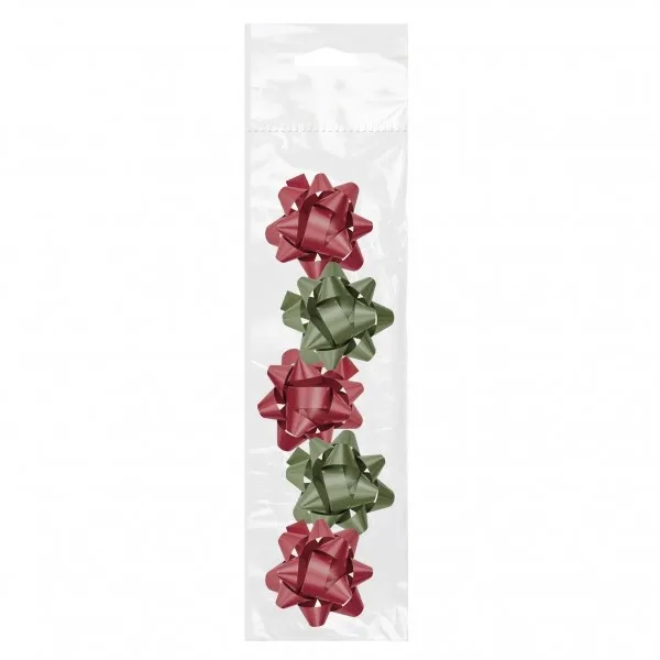 Dohe Chic Confezione da 5 fiocchi regalo - Forma di stella - Misura 56 cm - Colori rosso e verde - immagine 1