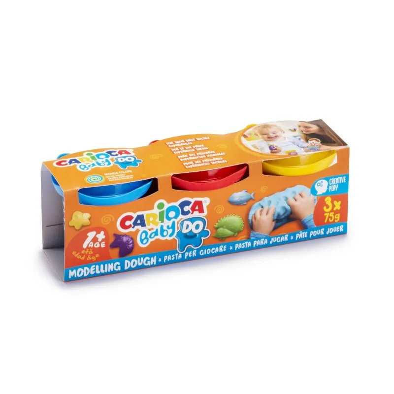 Carioca 43179 composto per ceramica e modellazione Pasta modellabile 225 g Blu Rosso Giallo 3 pz - immagine 1