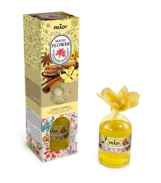Deodorante per ambienti Prady Magic Flower Cannella Vaniglia - Flacone in vetro da 100 ml - immagine 1