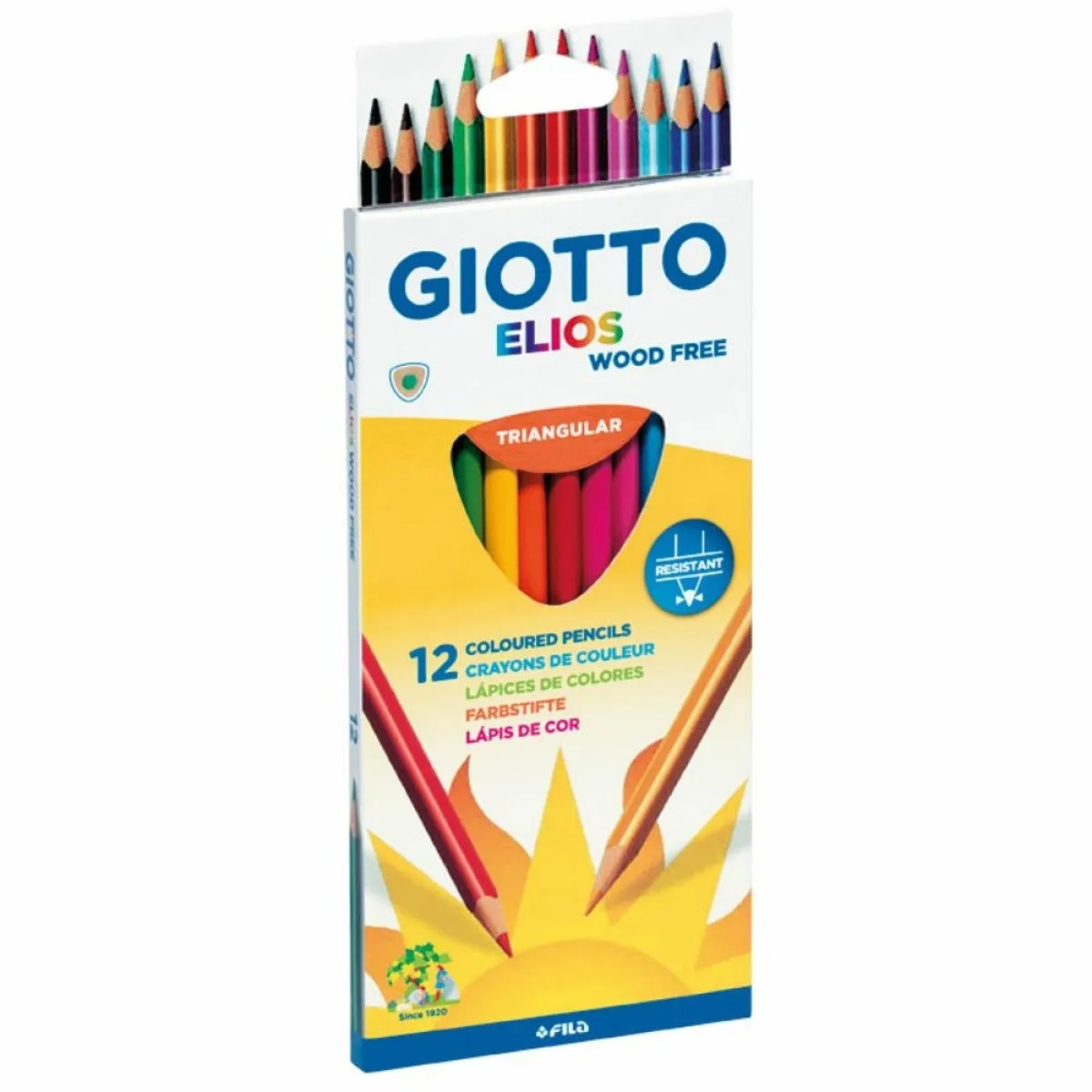 Giotto Elios Wood Free Confezione da 12 Matite Colorate Triangolari - Senza Legno - Piombo 33 mm - Colori Assortiti - immagine 1