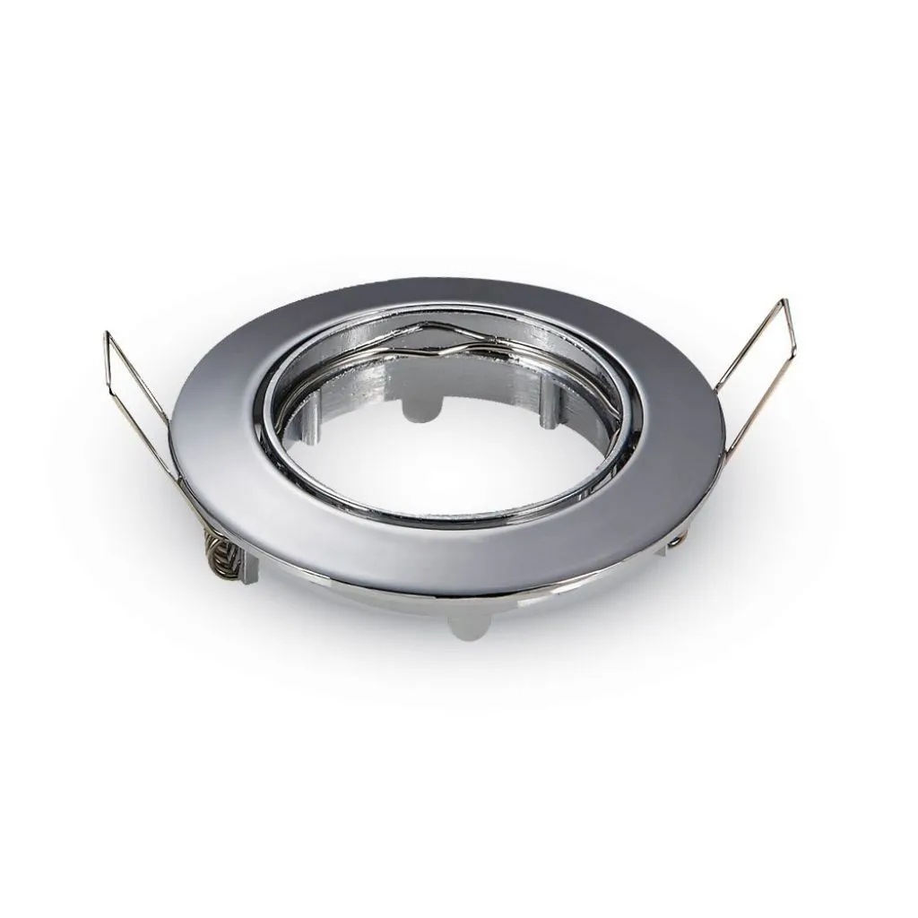 V-TAC Portafaretto LED da Incasso Rotondo GU10 e GU5.3 (MR16) Colore Cromato Orientabile - immagine 1