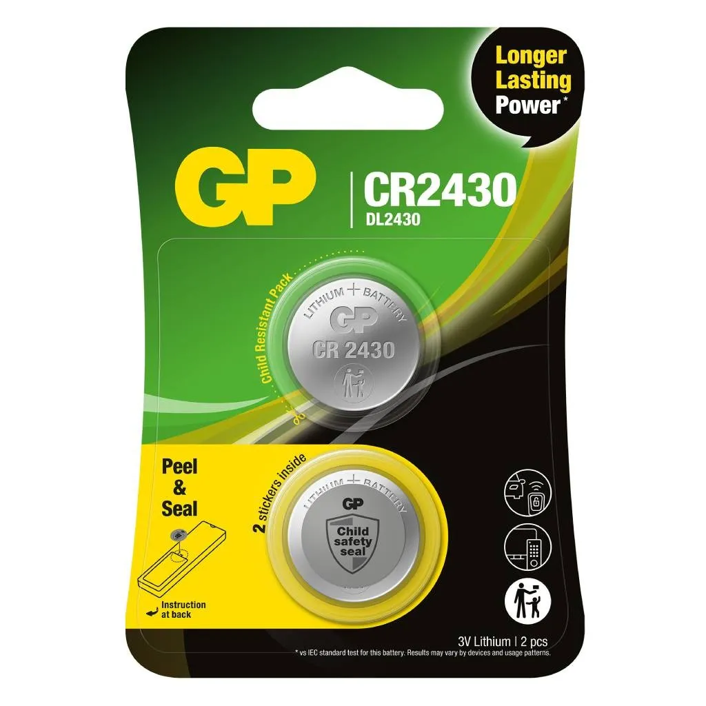 GP Battery Batteria al Litio a Bottone 3V CR2430 (Blister 2 Pezzi) - immagine 1