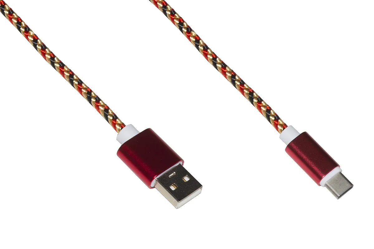 *Cavo Usb-C Mt 1 Guaina Intrecciata Colore Rosso/Oro - immagine 1