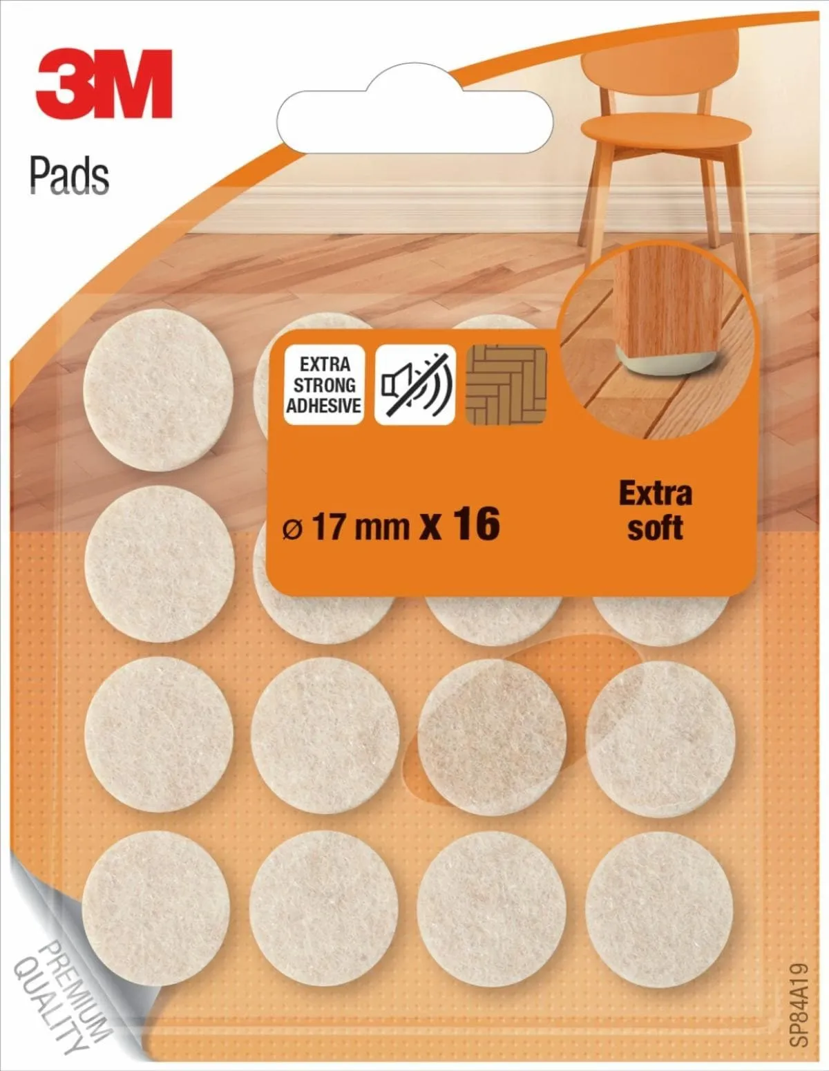 3M SP84A19 cuscinetto di protezione del pavimento per mobili 16 pz Rotondo - immagine 1