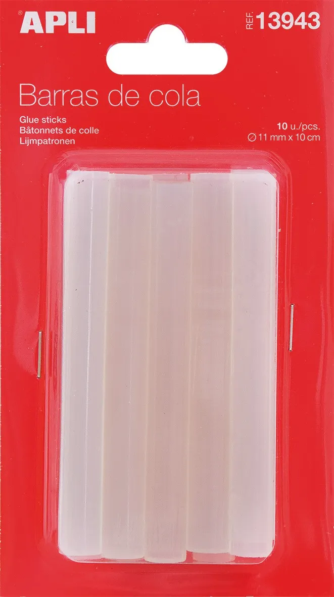 Stick adesivi hot melt di ricambio Apli - Ø11mmx10cm - Precisione e pulizia nel fai da te e nel bricolage Non cola Compatibile con pistole Ø11mm - immagine 1