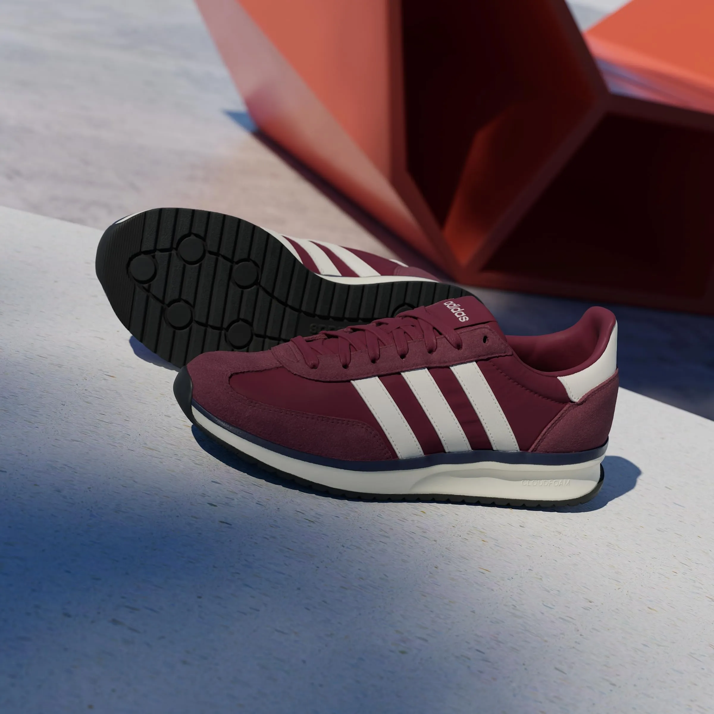 adidas Uomo Run 70S 2.0 Shoes, Shadow Red/off White/Dark Blue, 42 2/3 EU - immagine 3