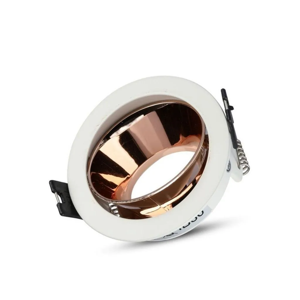 V-TAC Portafaretto LED da Incasso GU10 Rotondo Colore Bianco con Supporto Orientabile Oro Rosa - immagine 1