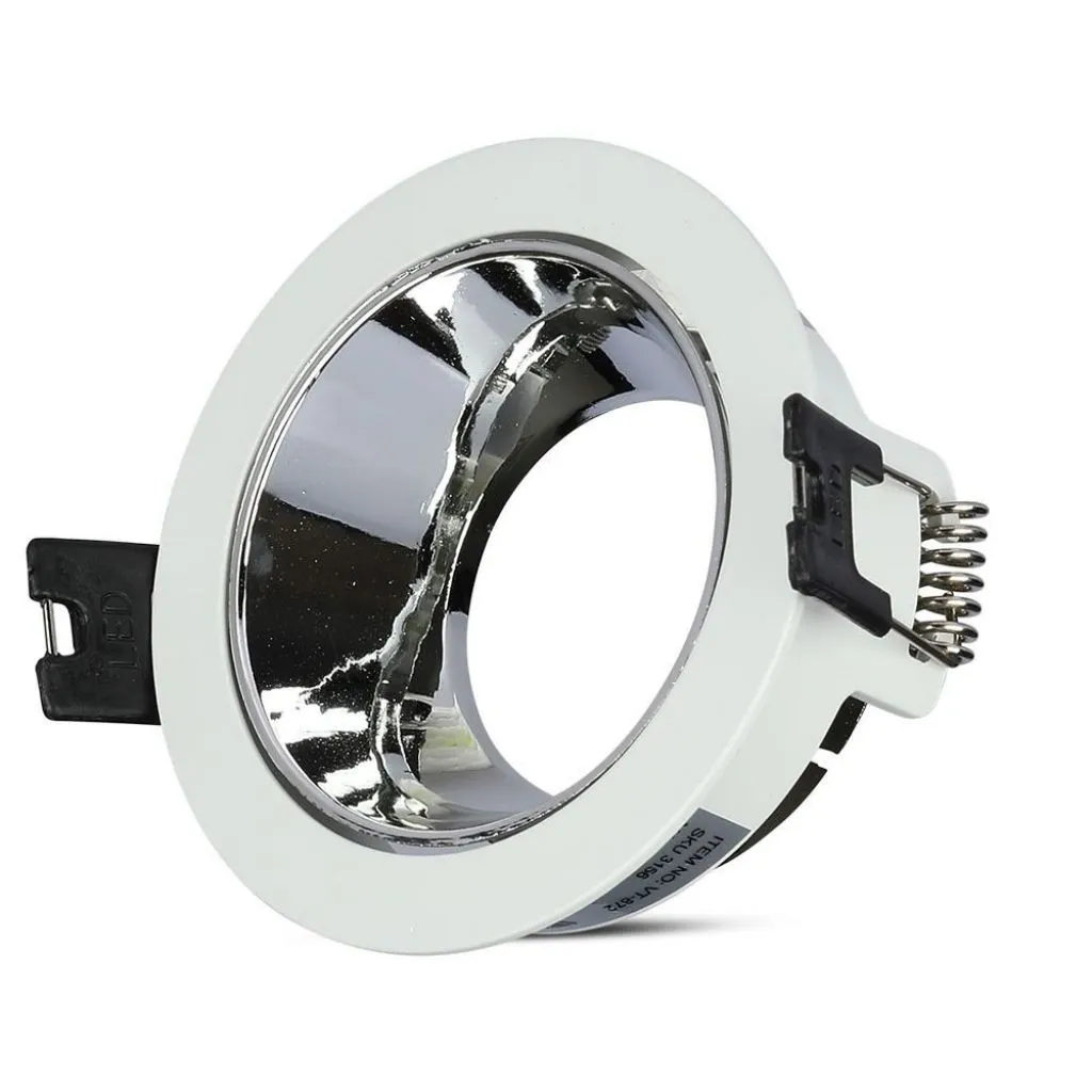 V-TAC Portafaretto LED da Incasso GU10 Rotondo Colore Bianco con Supporto Orientabile Cromato - immagine 1