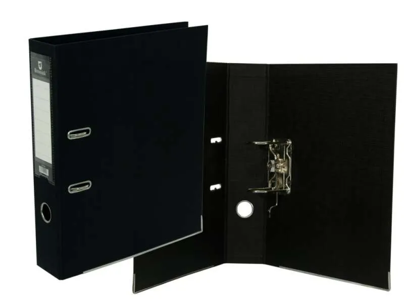 Raccoglitore Bismark AZ Folio - PVC resistente - Porta biglietti da visita sul dorso - Raccoglitori metallici sul bordo inferiore - Meccanismo a leva - Nero - immagine 1