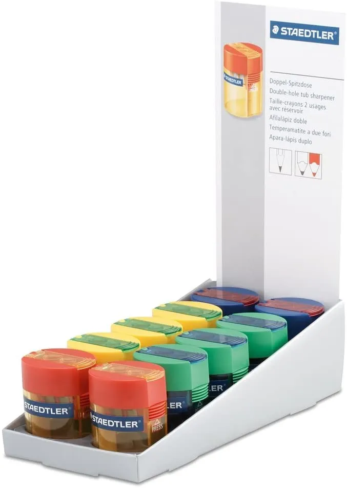 Staedtler 512 006 temperamatite con deposito 1 pezzo - Fino a 82 mm e 102 mm - 2 fori - Angolo di affilatura 23º - immagine 1