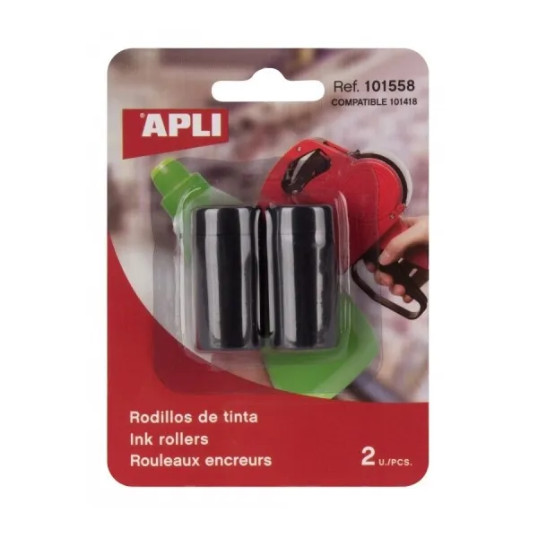 Confezione da 2 ricariche di cartucce d'inchiostro Apli per etichettatrici di prezzi - Nero - Compatibile con Apli 101418 - immagine 1