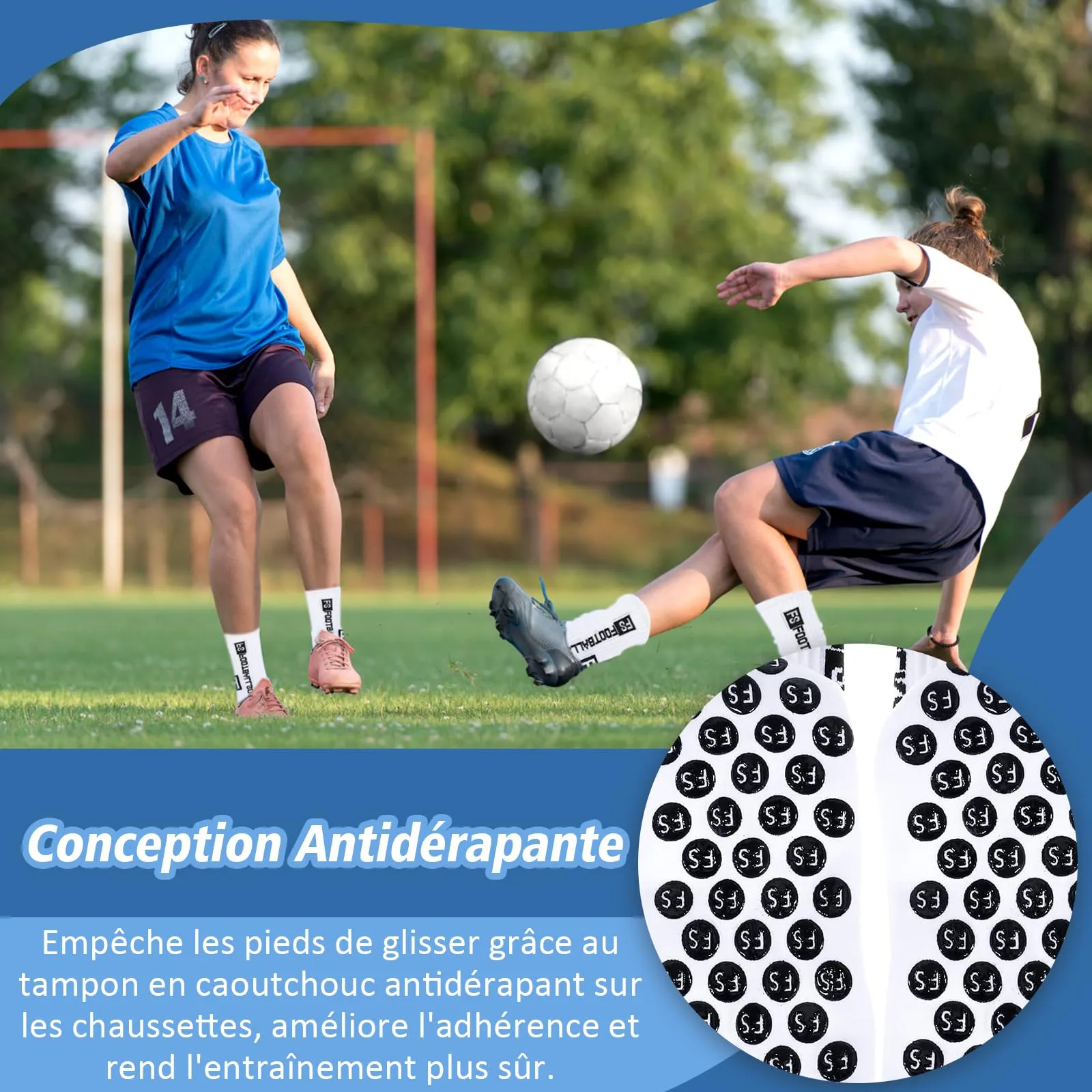 VEGCOO Set di 4 calzini antiscivolo antiscivolo per calcio, in silicone, per basket, rugby, yoga, escursionismo, 4 pezzi - immagine 5