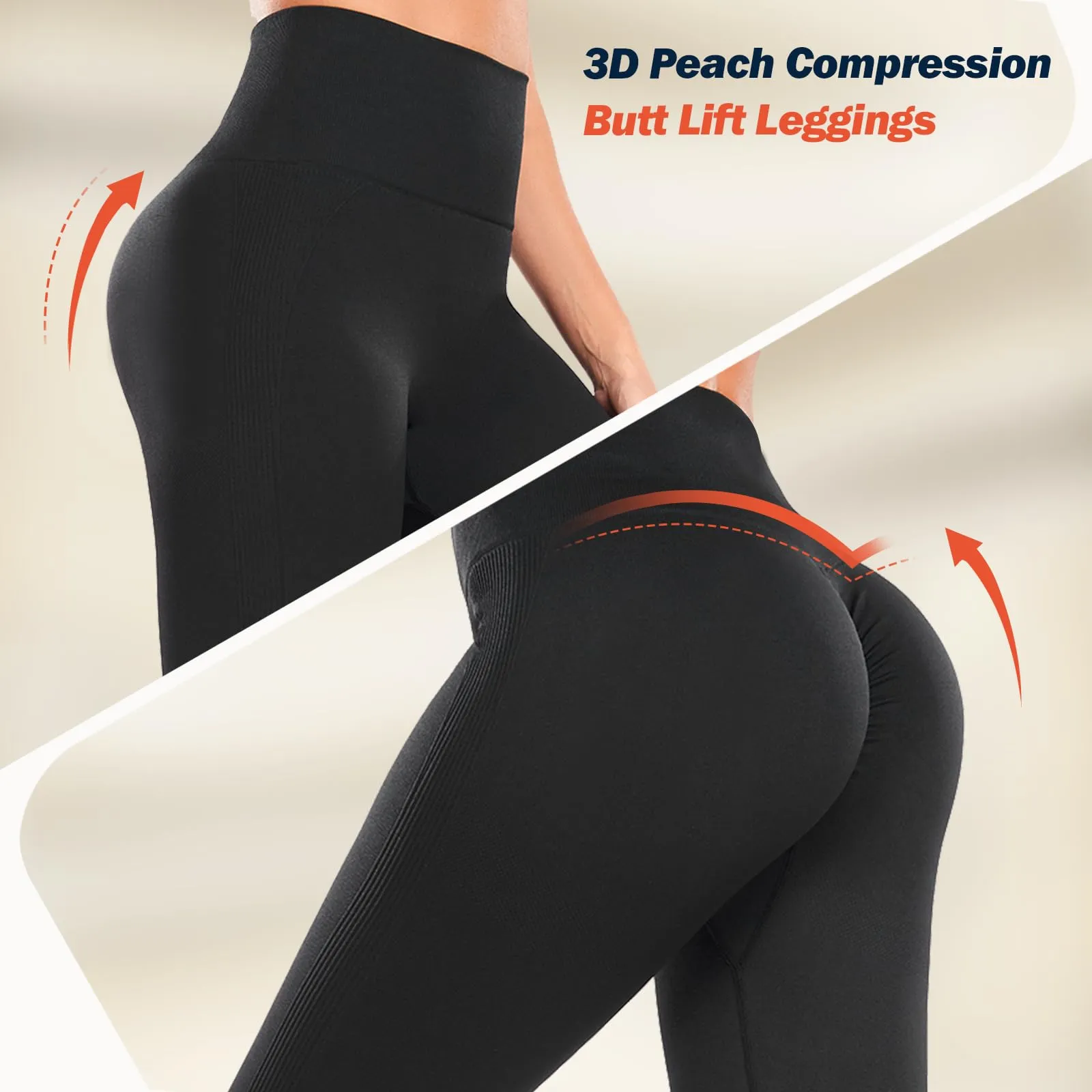 Ulknyss Leggins Sportivi Donna Push Up Leggings Palestra Vita Alta Pantaloni Fitness Yoga Anticellulite(Nero Scuro,S) - immagine 7