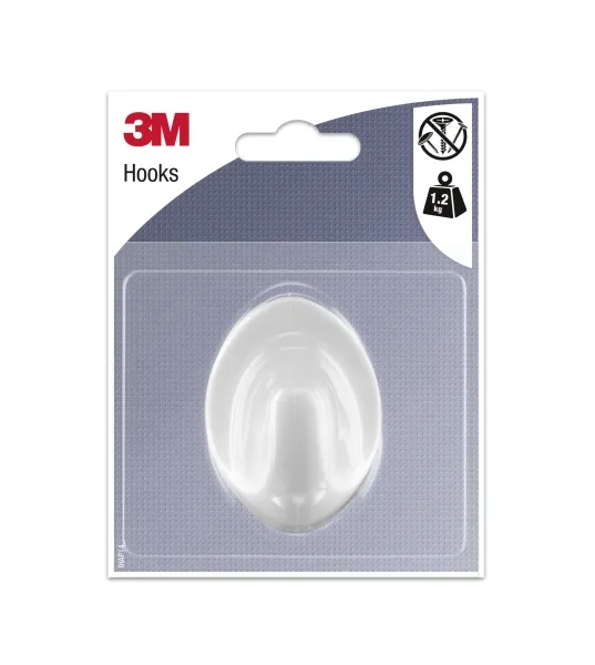 Gancio adesivo ovale 3M - Grande - Supporta fino a 12 kg - Bianco - immagine 1