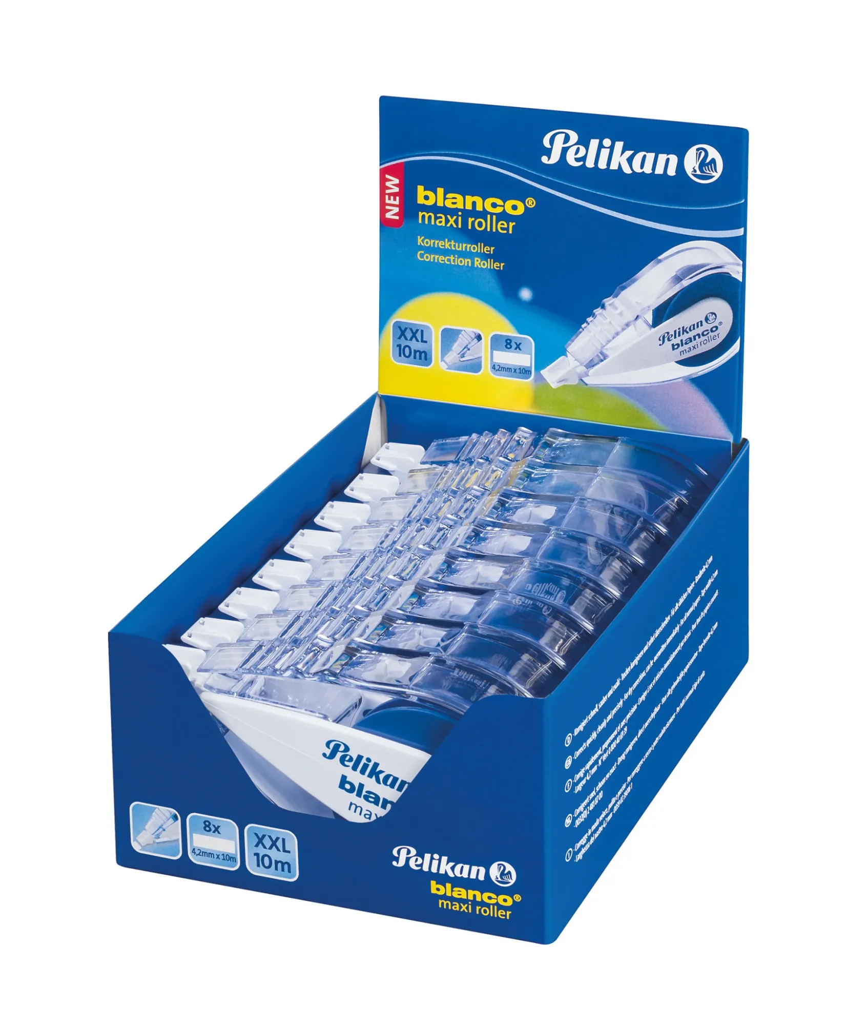 Pelikan blanco Maxi nastro di correzione 10 m Blu Trasparente 8 pz - immagine 1