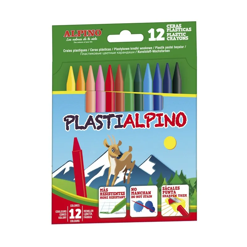 Alpino Confezione da 12 Pastelli PlastiAlpino per Bambini - Materiale Resistente - Non Macchia - Colori Brillanti - Colori Assortiti - immagine 1