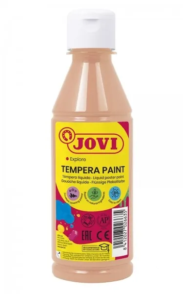 Tempera liquida Jovi 250ml - A base d'acqua - Pronta all'uso - Elevata copertura - Asciugatura rapida - Ottima fluidità - Aderisce a diverse superfici - Colore ocra - immagine 1