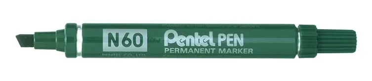 Pennarello permanente Pentel Pen N60 - Punta a scalpello resistente e durevole - Resistente all'acqua e alla luce - Verde - immagine 1