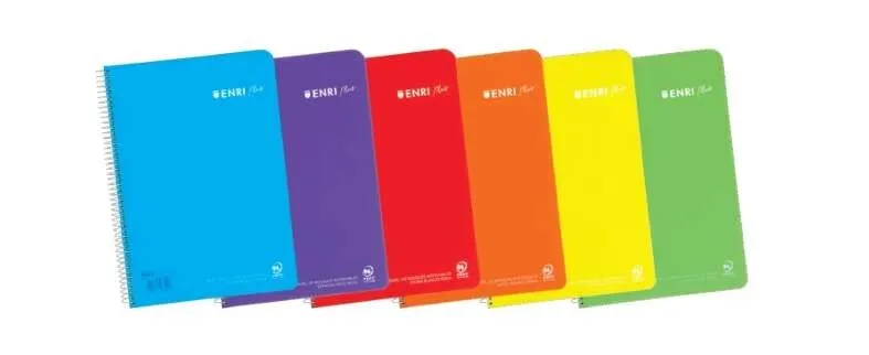 Quaderno a spirale Enri Plus formato folio griglia 5x5 mm - 80 fogli carta da 90 g/m² con margine - Copertina in plastica - Colori assortiti - immagine 1