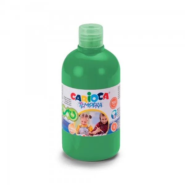 Tempera Carioca Bottiglia - 500ml - Colori Super Lavabili - Facili da Miscelare - Applicabili su Materiali Porosi - Elevata Opacità - Colore Verde - immagine 1