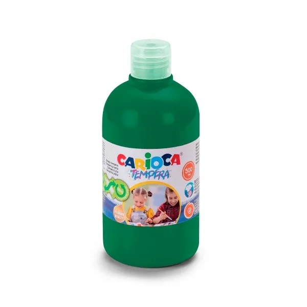 Tempera in bottiglia Carioca - Colori super lavabili - Facili da miscelare - Applicabili su materiali porosi - Elevata opacità - Colore verde - immagine 1