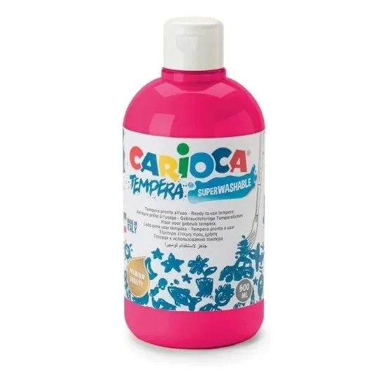 Tempera Carioca Bottle - Colori Super Lavabili - Facili da Miscelare - Elevata Opacità - Applicabili su Materiali Porosi - Colore Rosa - immagine 1