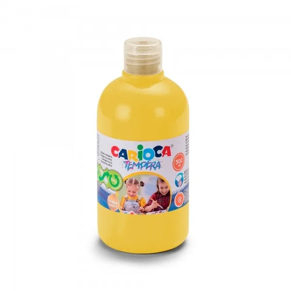 Tempera Carioca Flacone 500ml - Colori Super Lavabili - Facili da Miscelare - Applicabili su Materiali Porosi - Elevata Opacità - Colore Giallo - immagine 1