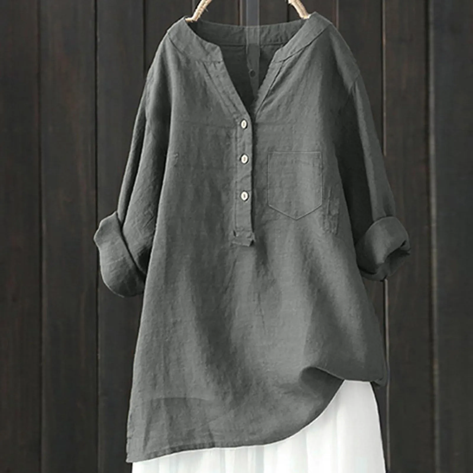 Cocila Vestiti Donna Primavera 2024 Offerta Camicia Lino Donna Copricostume Camicia Donna Oversize Camicia Casual Bianca Donna Camicie Sagomate Donna Camicia Lini Donna Clearance Items - immagine 2