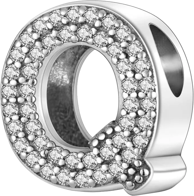 XWN Lettera Bead Charm Ciondolo Alfabeto Argento Sterling 925 con Cubic Zirconia Pendenti per Pandora Braccialetti, Compatibile con Braccialetti e Collane europei - immagine 1