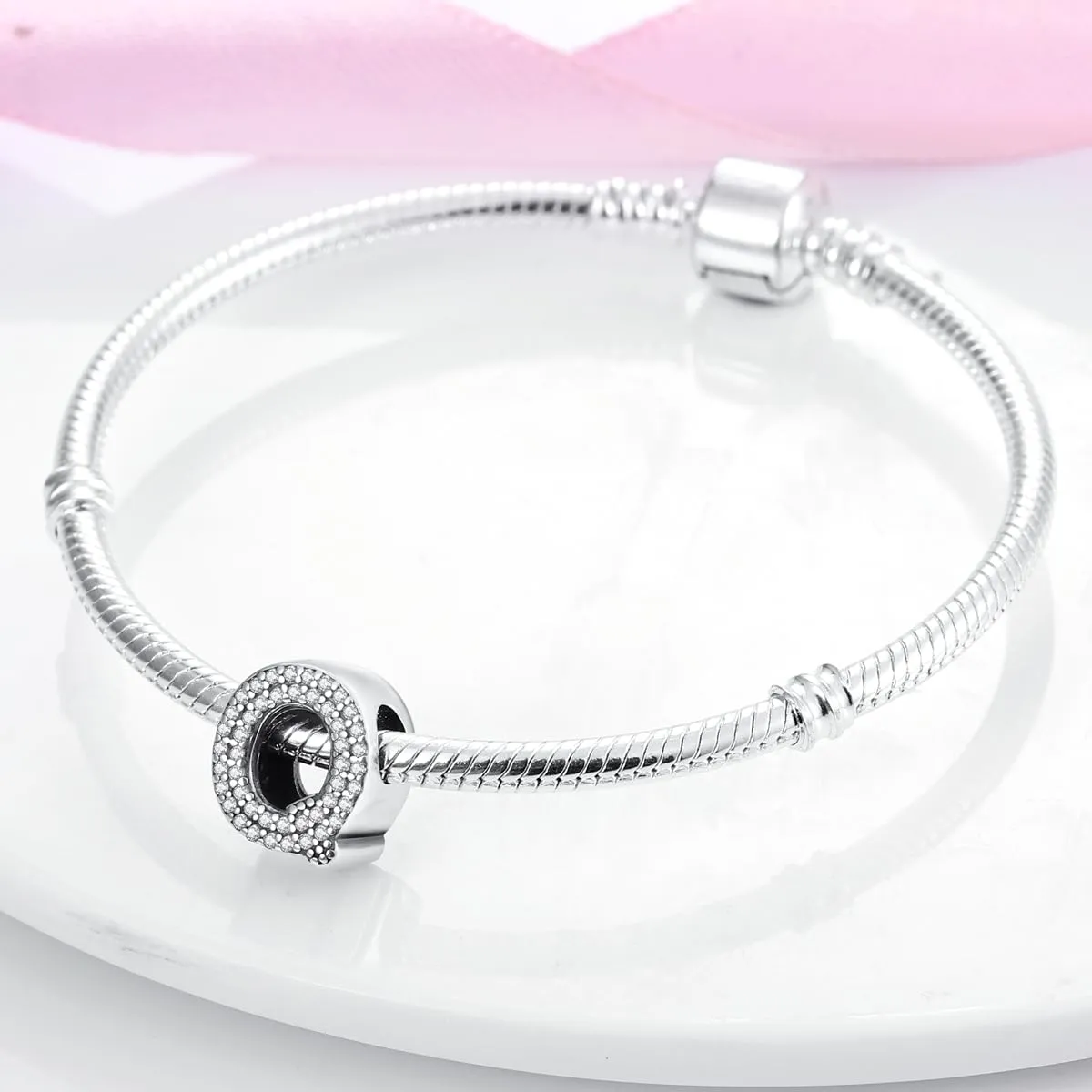 XWN Lettera Bead Charm Ciondolo Alfabeto Argento Sterling 925 con Cubic Zirconia Pendenti per Pandora Braccialetti, Compatibile con Braccialetti e Collane europei - immagine 4