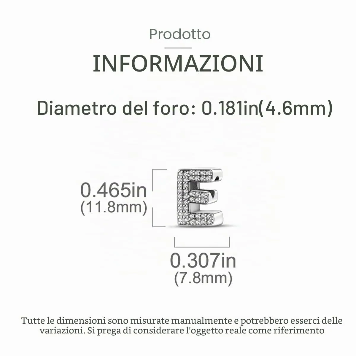 XWN Lettera Bead Charm Ciondolo Alfabeto Argento Sterling 925 con Cubic Zirconia Pendenti per Pandora Braccialetti, Compatibile con Braccialetti e Collane europei - immagine 6